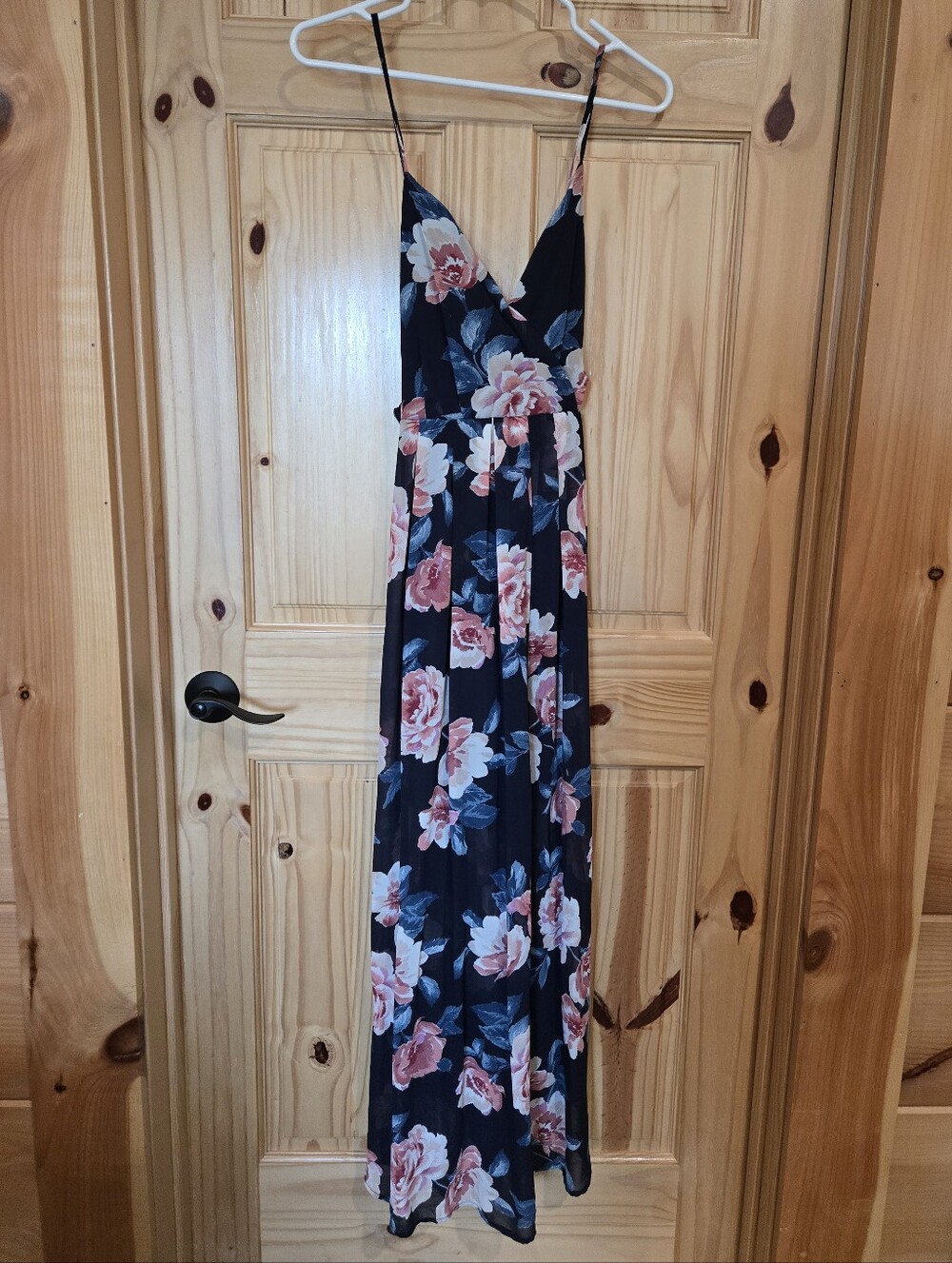 Active USA | Navy Maxi Dress with Pink Floral Print